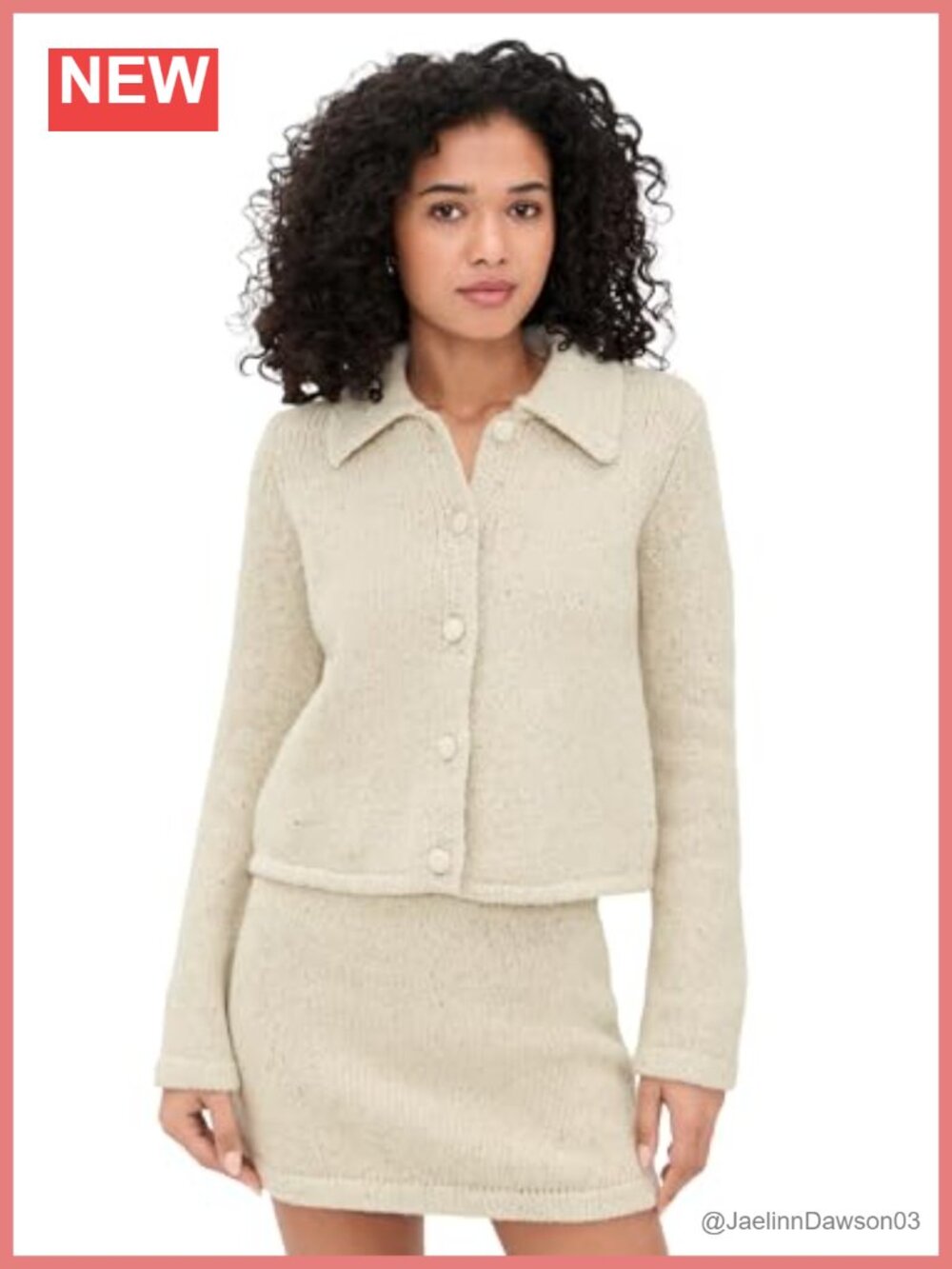 Wool Blend Stretch Knit Sweater Jacket Collared Button Ladies Layer